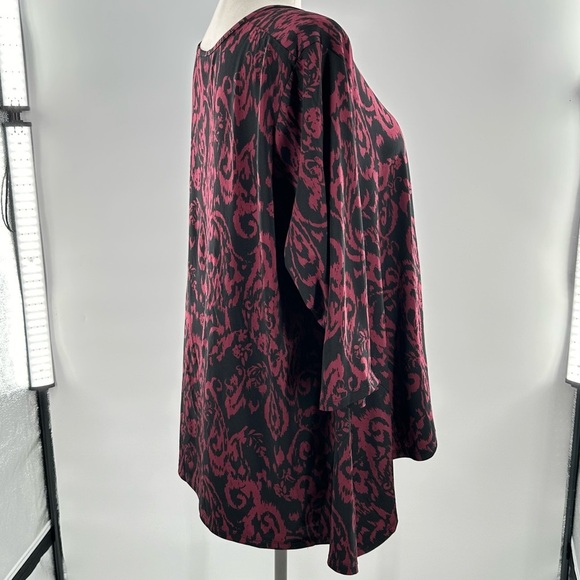 Faded Glory top size 3X 22-24W purple black Paisley asymmetrical hem career - Picture 4 of 12